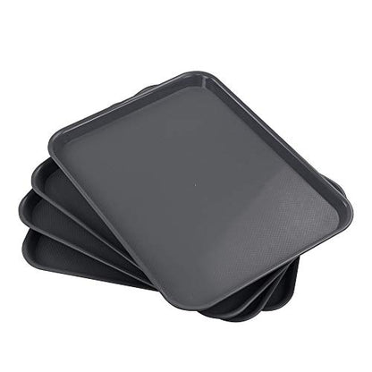 Plastic Fast Food Trays, Cafeteria Trays, 4 Pack Serving Trays (Grey) - color: Gray