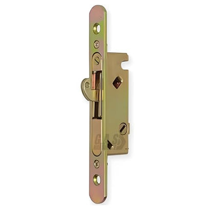 Sliding Glass Door Replacement Mortise Lock with Face Adapter Plate, 4-5/8” Screw Holes, 45 Degree Keyway- Fix and Repair Glass Door Mortise Locking Mechanism - size: Small Mortise Lock and Keeper