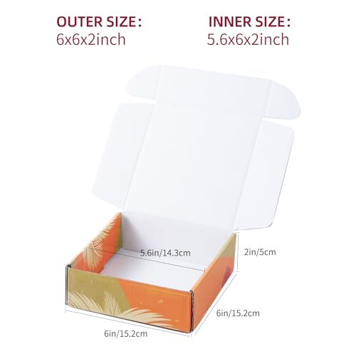 25 Pack Hawaiian Small Shipping Boxes For Small Business, 6x6x2in Colorful Dolphins Palm Trees Flowers Floral Cardboard Boxes For Packaging - color: Colorful Hawaiian, size: 6x6x2in