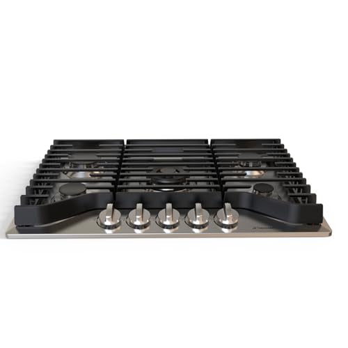 ThermoMate Heavy 30 Inch Gas Cooktop with 5 Italy Sabaf Power Burners, Built In Stove Top of 304 Stainless Steel, Gas Hob NG/LPG Convertible, Thermocouple Protection CSA Certified - size: 30 inch 5 burners