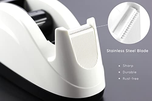 Heavy Base Nonskid Desk Tape Dispenser One-Hand Dispensing (White)