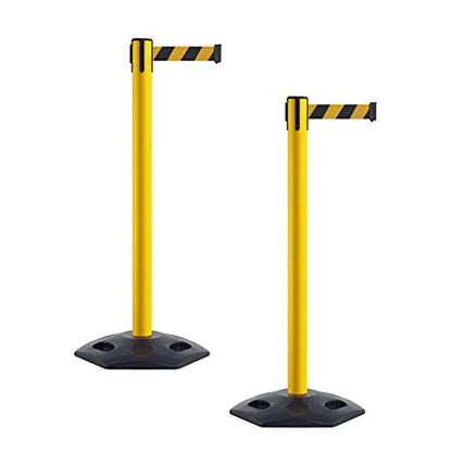 CCW Series WBB-200 Retractable Stanchion Barriers, Rubber Base, Set of 2