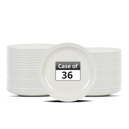 Stoneware Narrow Rim Commercial Grade Dinnerware, America White, Plate 8.25, Case of 36 - color: America White, size: Plate 8.25