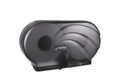 San Jamar Twin 9" Bath Tissue Dispenser – Jumbo Bath Tissue Holder for Bathroom, Infinity System, Black Pearl, 12" × 19" × 5.25"