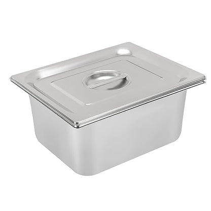 DYNAMI 1/2 Size Hotel Pan with Lid, 4" Perforate Pan+6" Steam Table Pan