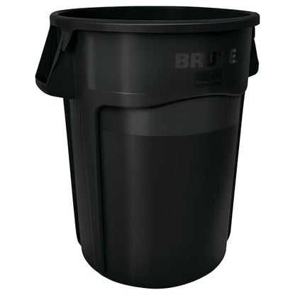 Rubbermaid Commercial Products BRUTE Heavy-Duty Round Trash/Garbage Can, 32-Gallon, Black, Waste Container Home/Garage/Bathroom/Outdoor/Driveway - color: Black, size: 32 Gallon