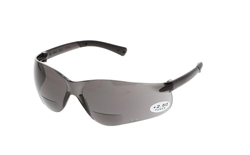 MCR Safety BKH25G Bearkat Glasses, Gray Lens - color: Gray Lens, size: 2.5 Diopter