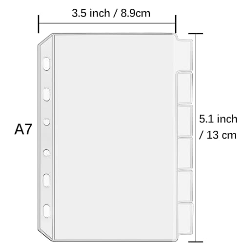 UMSICHT 12PCS A7 Binder Pockets with No Zippers, Zipless Budget Envelopes with Index Bits Design, A7 Binder Pouch for 6 Ring Binder, Money Folder Organizer,Clear PVC Savings Challenges Envelopes,12PCS - size: 12PCS A7 Pockets