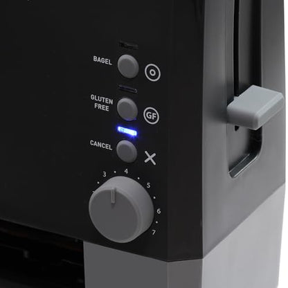 West Bend QuikServe Toaster, 2-Slice Wide-Slot Slide-Through Bread Toaster with Bagel and Gluten-Free Settings and Cool-Touch Exterior Fast Toasting, Includes Removable Serving Tray, 1400-Watts, Black - color: Black