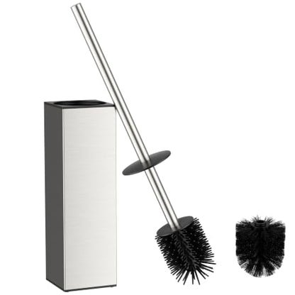 FORIOUS Toilet Brush and Holder, 304 Stainless Steel Handle Brushed Nickel - color: Brushed Nickel, size: Tall