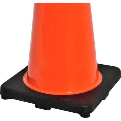 Global Industrial 36" Traffic Cone with High Intensity Reflective Tape, Orange Cone with Black Base, 10 lbs, for Roads, Warehouses, Garages, Parking Lots, and More