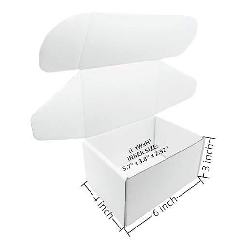 6x4x3 Inch White Corrugated Cardboard Shipping Boxes Set of 2 - size: 6x4x3 inch 2 Pack