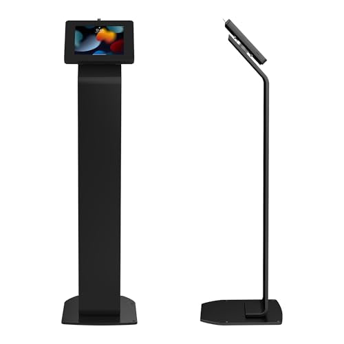 Locking Floor Stand – CTA Premium Locking Support Base Kiosk with Steel Body and Heavy-Duty Locking Enclosure with Keys for iPad Pro 13-inch (M4), iPad Pro 12.9-inch, iPad Air 13-Inch (M3 / M2) - color: Black, size: Large Size Tablets, style: Key Lock Enc