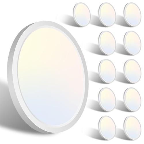 Libtit 12Pack 7Inch Led Ceiling Light - Flush Mount, 15W 1500Lm, 3000K/4000K/6500K, Small Round Recessed Led Kitchen/Bathroom/Hallway/Closet Light Fixtures - color: White, size: 7In-12 Pack