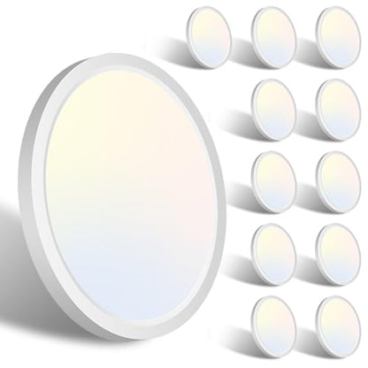 Libtit 12Pack 7Inch Led Ceiling Light - Flush Mount, 15W 1500Lm, 3000K/4000K/6500K, Small Round Recessed Led Kitchen/Bathroom/Hallway/Closet Light Fixtures - color: White, size: 7In-12 Pack