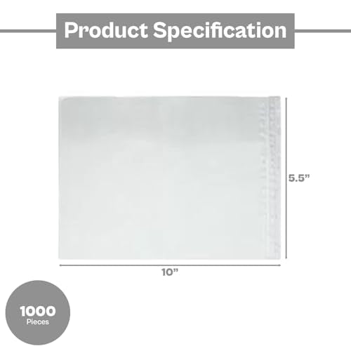 PSBM 1000 PCS 5.5 x 10 Inch Clear Blank Packing List Envelopes, Shipping Documents Pouches/Sleeves for Mailing Labels, Invoices, Documents and Packing Slips