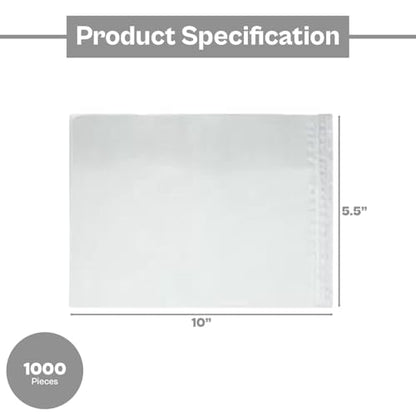 PSBM 1000 PCS 5.5 x 10 Inch Clear Blank Packing List Envelopes, Shipping Documents Pouches/Sleeves for Mailing Labels, Invoices, Documents and Packing Slips
