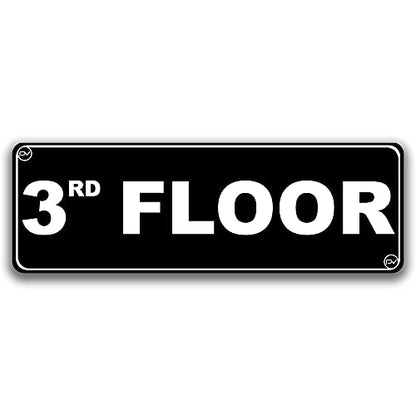Floor Sign for Door, Acrylic Plastic, Black and White, Rounded Corners, Durable, Long Lasting with Double Sided Tape in the Back - 3" x 9" (3rd Floor) - style: 3rd Floor