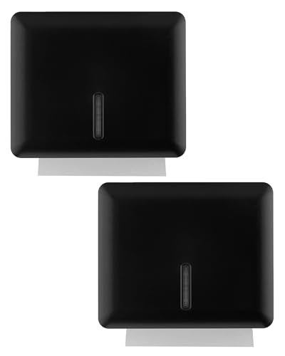 Multifold Paper Towel Dispenser Wall Mount (Black, 2-Pack), Folded Hand Towel Dispenser for Bathroom/Restroom, Commercial Paper Towel Holder, Trifold Paper Towels Dispenser by EnBath