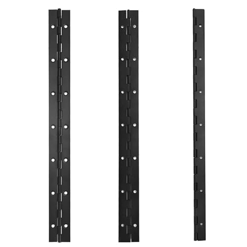 6 Pcs Continuous & Piano Hinges,14 inches Black 304 Stainless Steel Hinges 0.04" Thickness Heavy Duty Continuous Hinges with Holes for Pianos，Door，Wooden Boxes，Cabinet (14inch) - size: 14inch