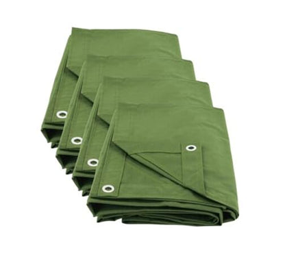 (4 Pack) 6' x 8' Green Canvas Tarp 12oz Heavy Duty Water Resistant - color: Green (4 Pcs), size: 6' x 8'