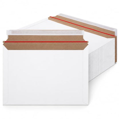 50 Pack Rigid Mailers 13.5x9.1 Inches White Cardboard Envelopes Self Seal Stay Flat Mailer for Photos Documents Papers Files Certificates