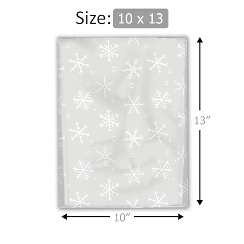 10x13 (100) Winter Snowflakes Designer Poly Mailers Waterproof Self Sealing Tear Resistant Polymailers Shipping Envelopes Premium Printed Bags For Small Businesses - color: Winter Snowflakes, size: 10x13