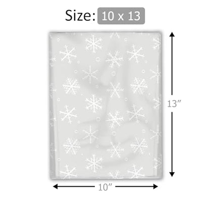 10x13 (100) Winter Snowflakes Designer Poly Mailers Waterproof Self Sealing Tear Resistant Polymailers Shipping Envelopes Premium Printed Bags For Small Businesses - color: Winter Snowflakes, size: 10x13