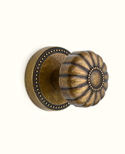 Asidrama 1 Pack Antique Brass Passage Door Knobs with Lock, Vintage Door Handles with Antique Brass Door Knobs Interior for Bedroom or Bathroom, Heavy Duty Door Lever for Left Right Sided Doors 211 - color: Antique Brass