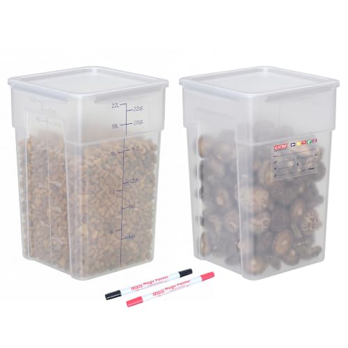 2 Pack 22 QT Commercial Airtight Food Storage Containers, BPA-Free Translucent Polypropylene, High-Capacity Bulk Ingredient Bin for Commercial Kitchens - size: 2 X 22.0(QT)