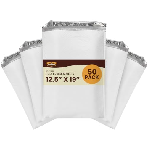 The Boxery 12.5x19" #6 Poly Bubble Mailers 50 Pack, Padded Envelopes, Self Seal, Waterproof Shipping Bags for Shipping & Packaging - size: #6 12.5x19'' (50)