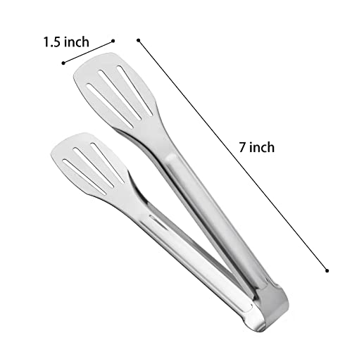 Serving Tong Kitchen Tongs,Buffet Tongs, Stainless Steel Food Tong Serving Tong,small tongs 6 Pack (7 Inch) - size: 7 Inch