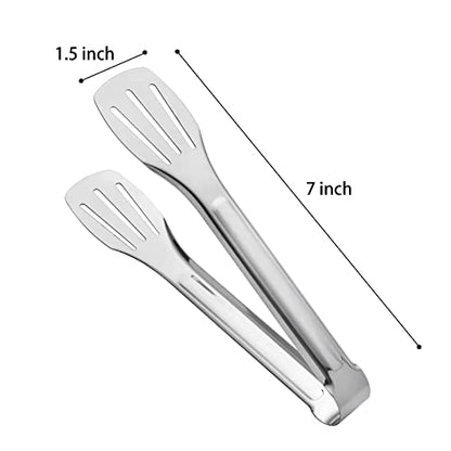 Serving Tong Kitchen Tongs,Buffet Tongs, Stainless Steel Food Tong Serving Tong,small tongs 12 Pack (7 Inch) - size: 7 Inch (Pack of 2)