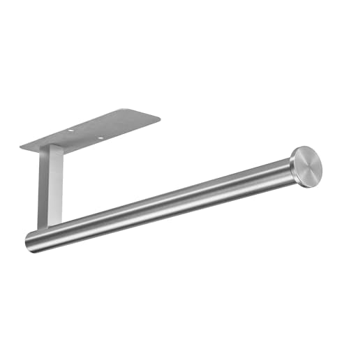 ASTOFLI Paper Towel Holder Under Cabinet No Drilling, Self Adhesive Paper Towel Holder Wall Mount for Kitchen Rack, Under Counter Napin Holder No Drill, RV, 304 Stainless Steel, Silver - color: Silver