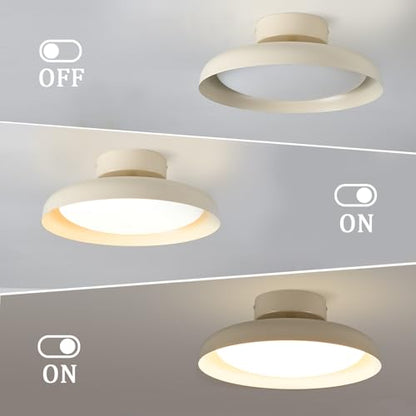 BISAMIYA Modern LED Ceiling Light, Brass Accent, 12.6 Inch Semi Flush Mount - color: Cream