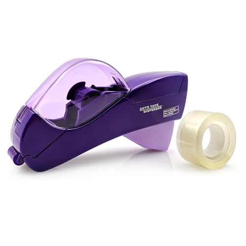 Automatic Tape Dispenser for Wrapping Gifts, Handheld Packaging Tape Dispenser Gun with Cutter, Dispensers for Adhesive Tapes-Purple - color: Purple
