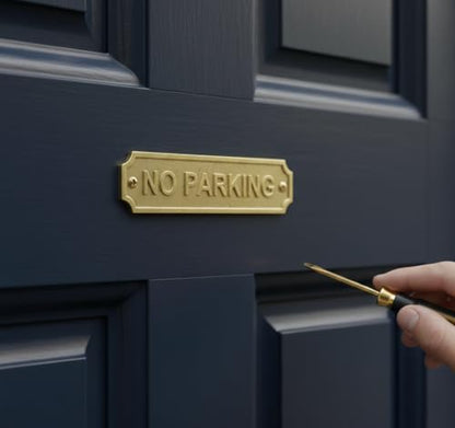 Solid Brass NO PARKING Door Sign Plaque 22x5 cm Wall Mounted Signage Plate for Home Office Garage Driveway Business Entryway Warning Notice Plate - color: NO PARKING