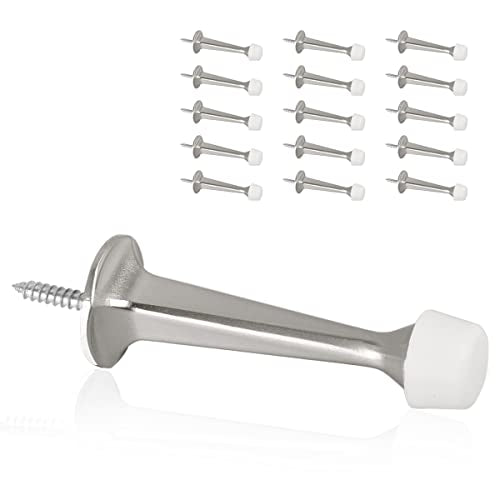 16 Pack Solid Rigid Door Stops - Heavy Duty Door Stoppers Wall Protector with Soft Rubber Tips, Satin Nickel - color: Satin Nickel, size: 16 Pack
