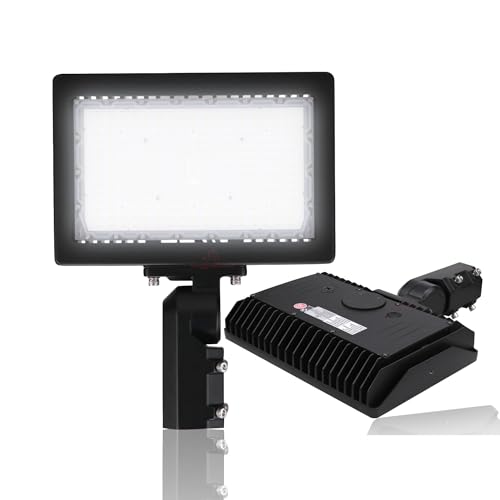 RuggedGrade 90W Kivo Series LED Dusk to Dawn Photocell Flood Light - color: Black - 5000K, size: 90W–Photocell–Slip Fit Mount–Kivo