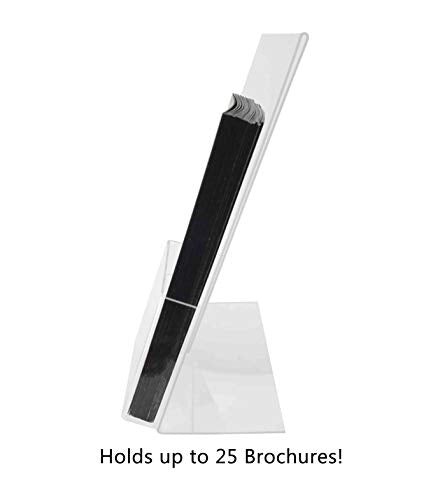 Acrylic Sign Holder 8.5" x 11" with 4" x 9" Trifold Slot Slanted Side Load Clear Countertop Display for Signs in Lobbies Retail Stores Hotels and Doctors Offices by Marketing Holders - size: 8.5"W x 11"H Side Load w/Pocket