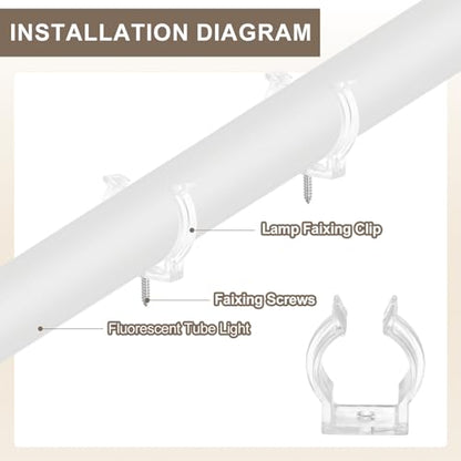 MECCANIXITY T6 U Clips Holder Bracket Fluorescent Tube Light Fixture Plastic Pipe Clamps with Screws for LED Bulbs Ceiling Lamp, Clear, Pack of 12 - size: T6