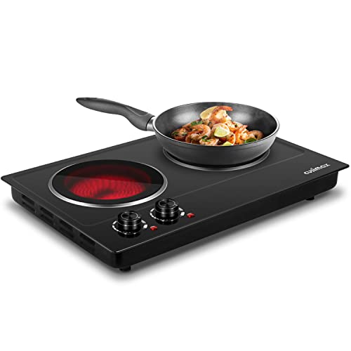 CUSIMAX Double Burner, 1800W Ceramic Electric Hot Plate for Cooking, Black - color: Black