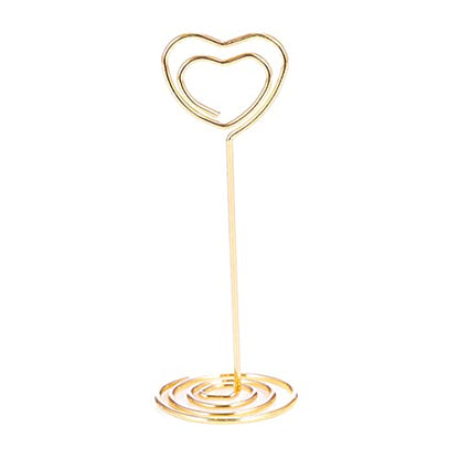 12pcs Table Number Holders Metal, 3.35 inch Place Card Stands for Wedding Centerpieces, Birthday Party - Table Card & Photo Picture Holders (Gold-Heart Shaped) - color: Gold-Heart Shaped
