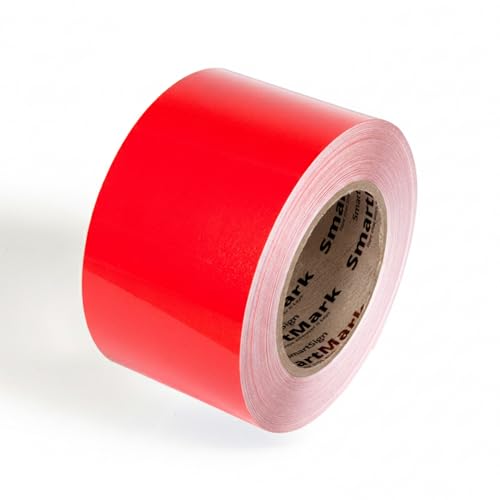SmartSign Red Floor Marking Tape, 3" Wide x 100' Long Roll, Durable Polyester, Laminated Protection - Non-Abrasive, Adhesive Safety Tape for Warehouses, High Traffic/Forklift Areas, Removable - color: Red, size: 3"