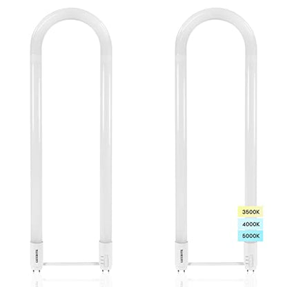 LUXRITE U Bend LED Tube Light, T8 T12, 17.5W (32W Equivalent), 3CCT, 2 Pack - color: 3cct (3500k/4000k/5000k), size: 2 Count (Pack of 1)