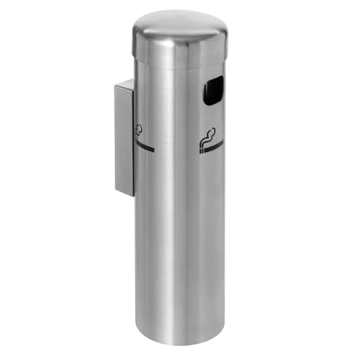 Wall-Mounted Cigarette Receptacle – 12 3/4" Outdoor Ash Disposal Tube with Push-Button Emptying – Weather-Resistant Smoker Pole for Restaurants, Bars & Convenience Stores (Stainless Steel) - color: Stainless Steel