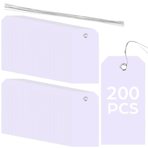 200 Pack White Plastic Shipping Tags with Wire Ties, 4.72 x 2.36 inches Heavy Duty Industrial Hang Tags, Blank Identification Labels for Warehouse, Inventory & Outdoor Equipment (White) - color: White