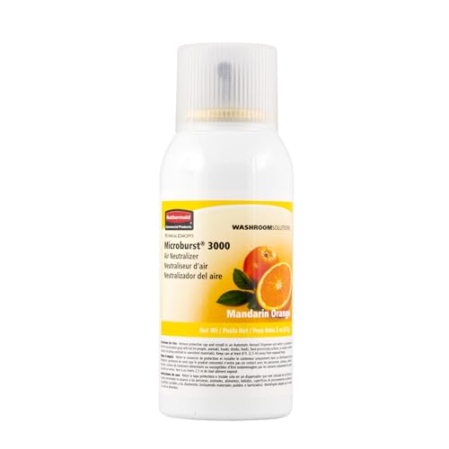 Rubbermaid Commercial Products Microburst 3000 Aerosol Air Freshener Refill, Mandarin Orange, Automatic Odor Control System, for Restrooms in Restaurants/Hotels/Schools/Airports/Offices, Pack of 12