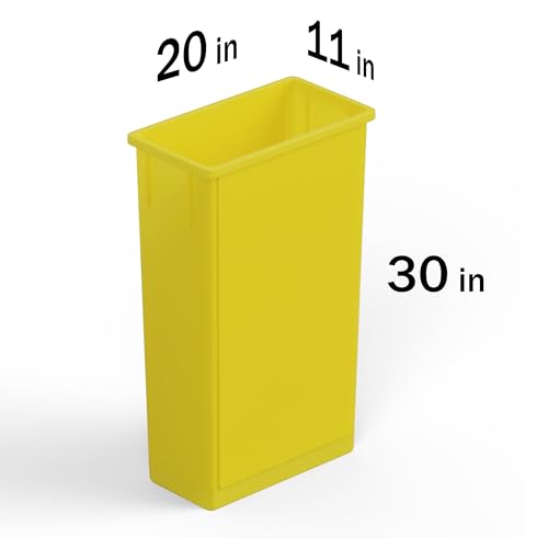 23 Gallon Yellow Rectangular Slim Trash Can | Great for Home, Commercial, or Restaurant Use. - color: Yellow, size: 23 Gal