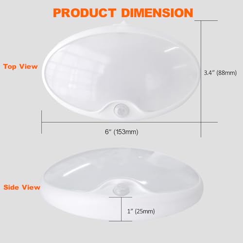 RV Motion Sensor Light LED 12 Volt Light Fixtures 6 Inch Oval with Switch - color: White shell